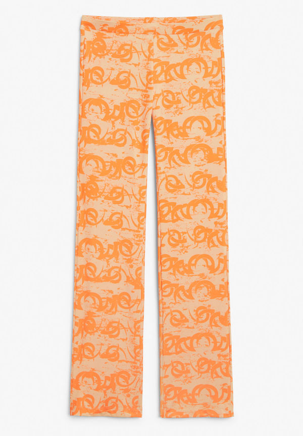 Low waist orange flared trousers - Beige