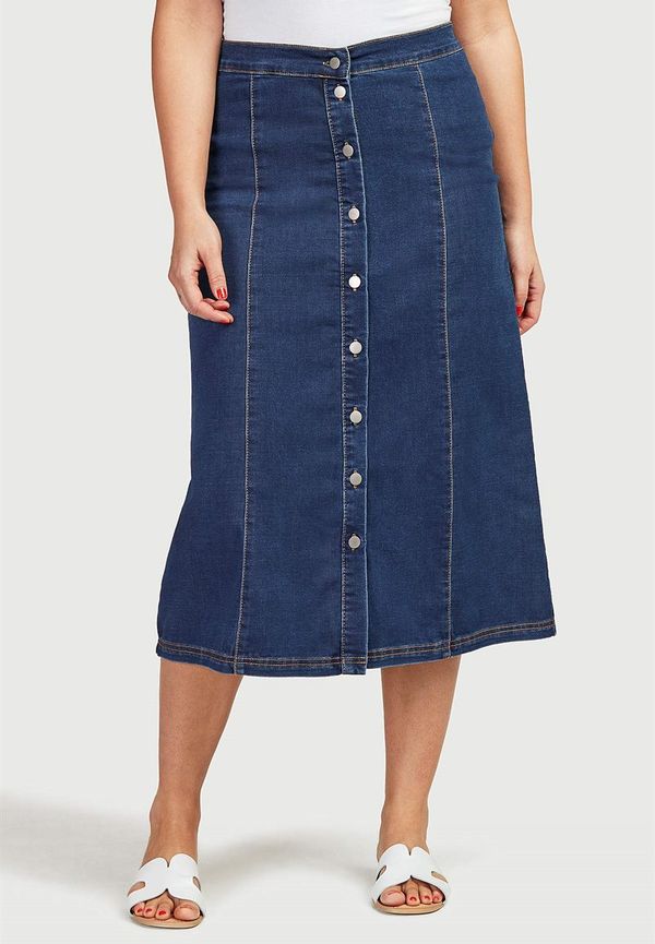 Lång jeanskjol med knappar