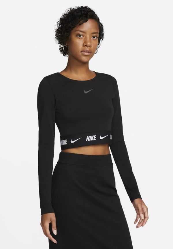 Långärmad kort tröja Nike Sportswear för kvinnor - Svart