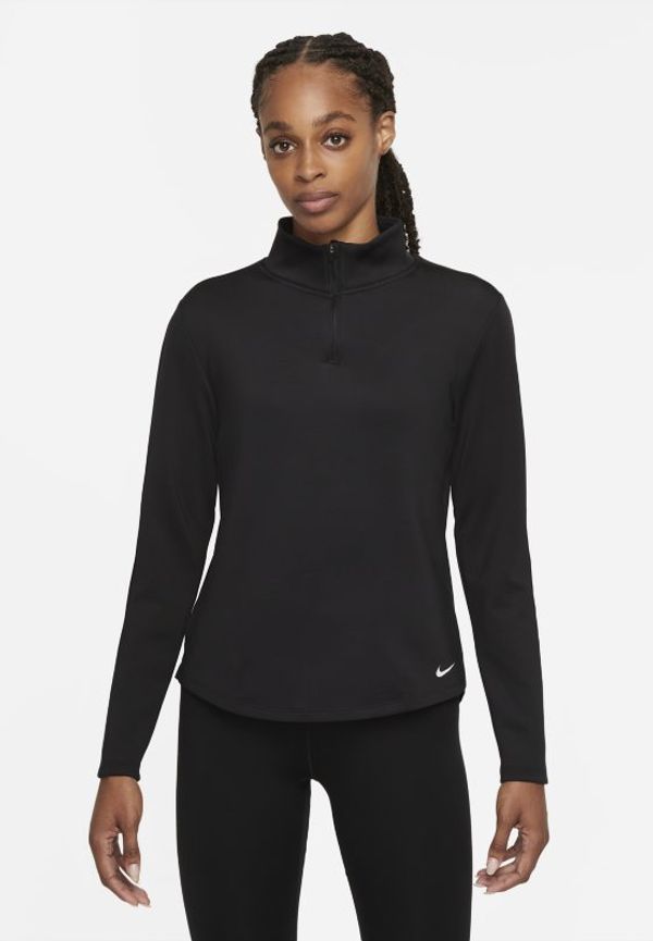 Långärmad tröja med halv dragkedja Nike Therma-FIT One för kvinnor - Svart