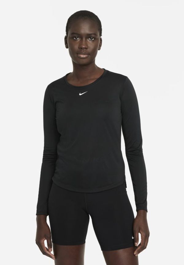 Långärmad tröja med standardpassform Nike Dri-FIT One för kvinnor - Svart