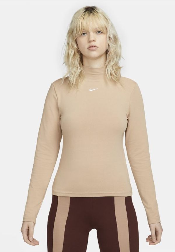 Långärmad tröja med ståkrage Nike Sportswear Collection Essentials för kvinnor - Brun