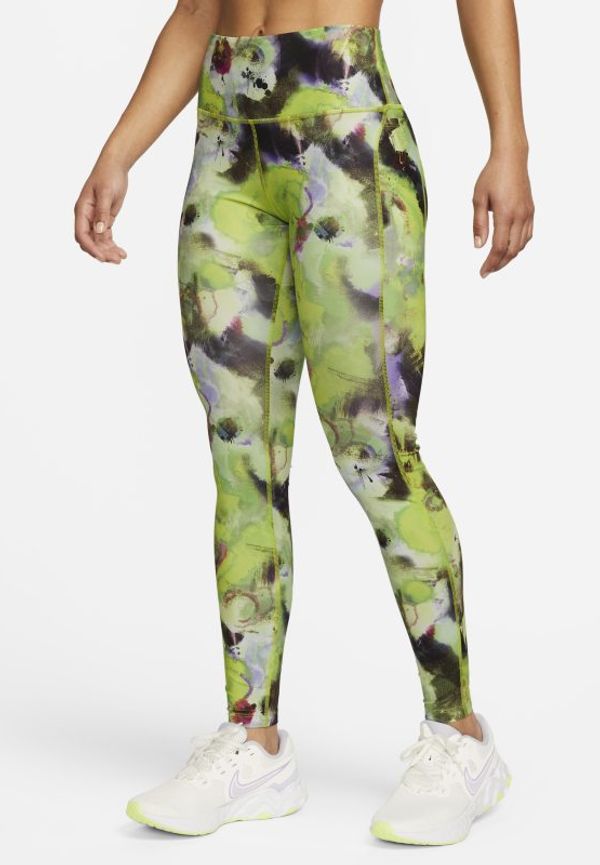 Löparleggings Nike Air Dri-FIT med medelhög midja och tryck i 7/8-längd för kvinnor - Grön