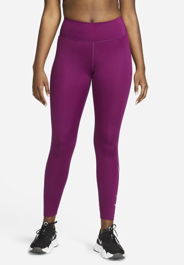 Löparleggings Nike Dri-FIT Swoosh Run i 7/8-längd med medelhög midja och tryck för kvinnor - Röd