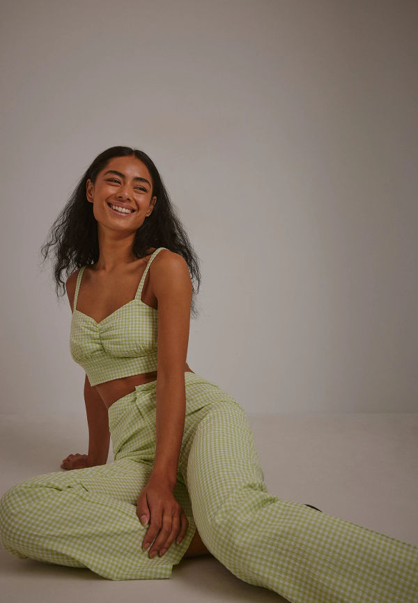 Margaux Dietz x NA-KD Culottebyxor - Green,Checkered