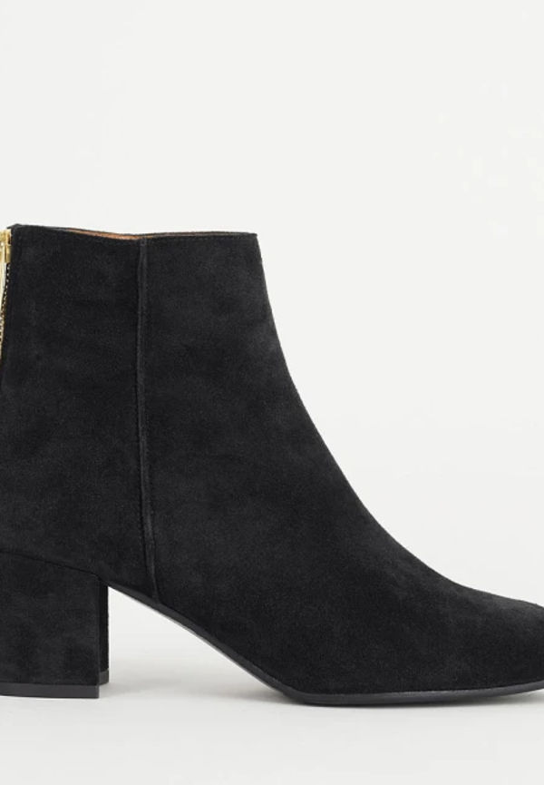 Mei Black Suede Ankle Boots