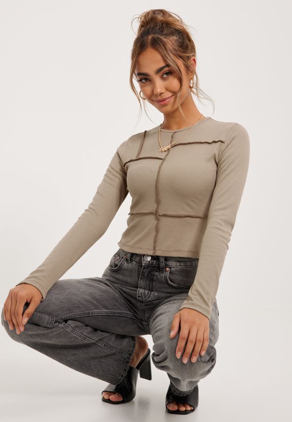 Missguided - Långärmade toppar - Coord Patchwork Exposed Seam Ls Tee - Toppar - Women's tops
