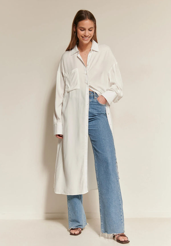 NA-KD Classic Oversize skjortklänning - Offwhite