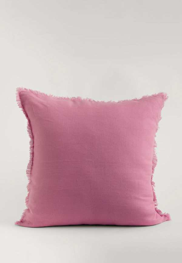 NA-KD Home Kuddöverdrag i linne med franskant - Pink