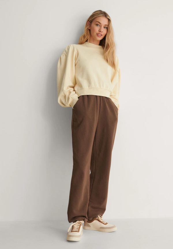 NA-KD Reborn Sweater med puffärm - Beige
