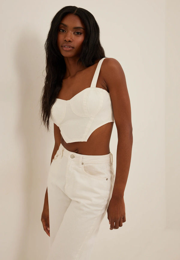 NA-KD Trend Bralette i denim - Offwhite
