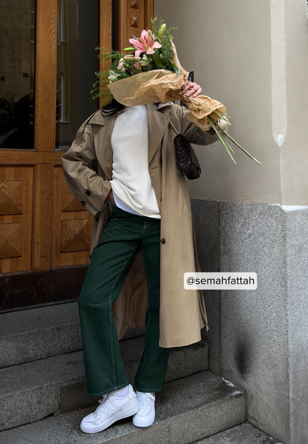 NA-KD Trend Ekologiska raka jeans med kontrastsöm - Green