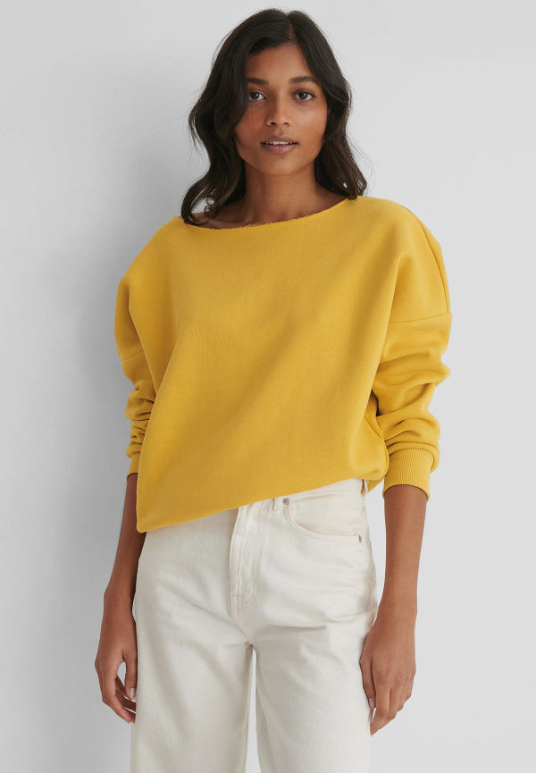 NA-KD Tröja med råa kanter - Yellow