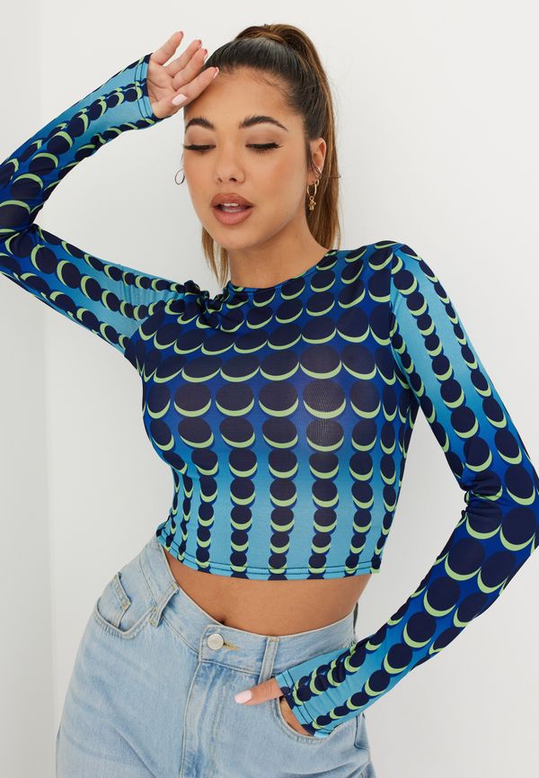 NLY One - Crop tops - Blå/Mönstrad - Tight Print Top - Toppar