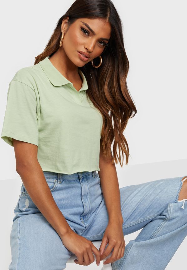 NLY Trend - Crop tops - Ljus Grön - Cropped Collar Tee - Toppar