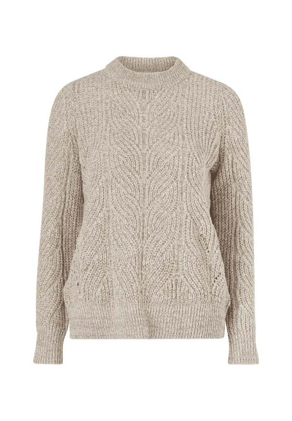 Object - Tröja objNova Stella L/S Knit Pullover - Beige