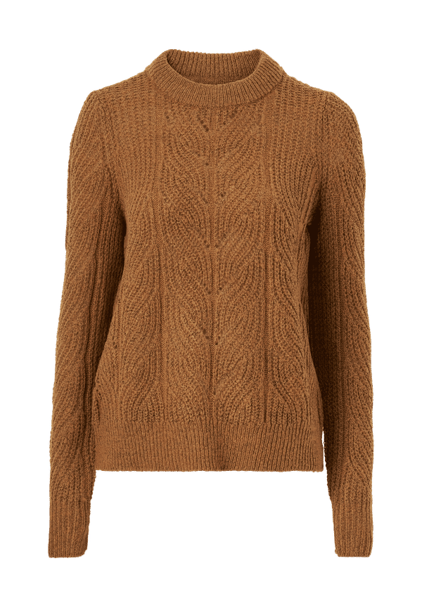 Object - Tröja objNova Stella L/S Knit Pullover - Brun