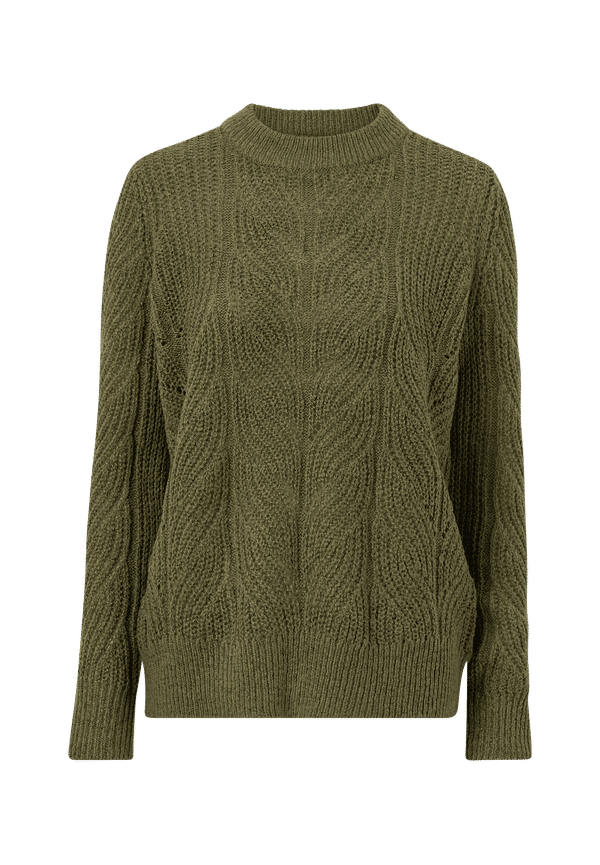 Object - Tröja objNova Stella L/S Knit Pullover - Grön