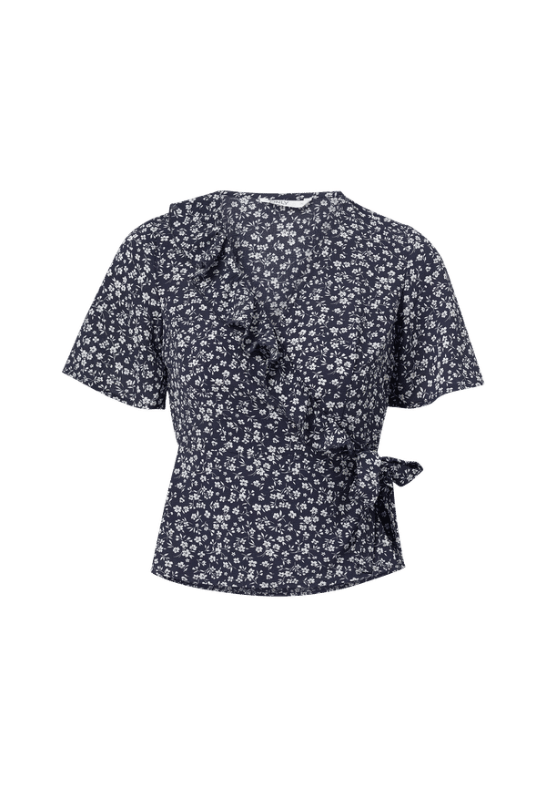 Only - Omlottblus onlCarly S/S Wrap Short Top Wvn - Blå