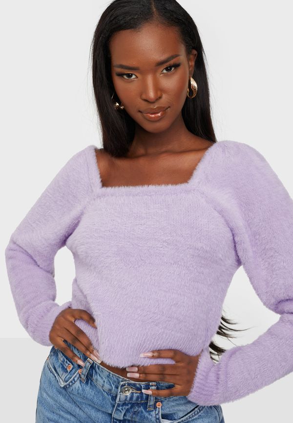 Only - Stickade tröjor - Crocus Petal - Onlpiumo L/S Squareneck Pullover Kn - Tröjor - Knitted sweaters