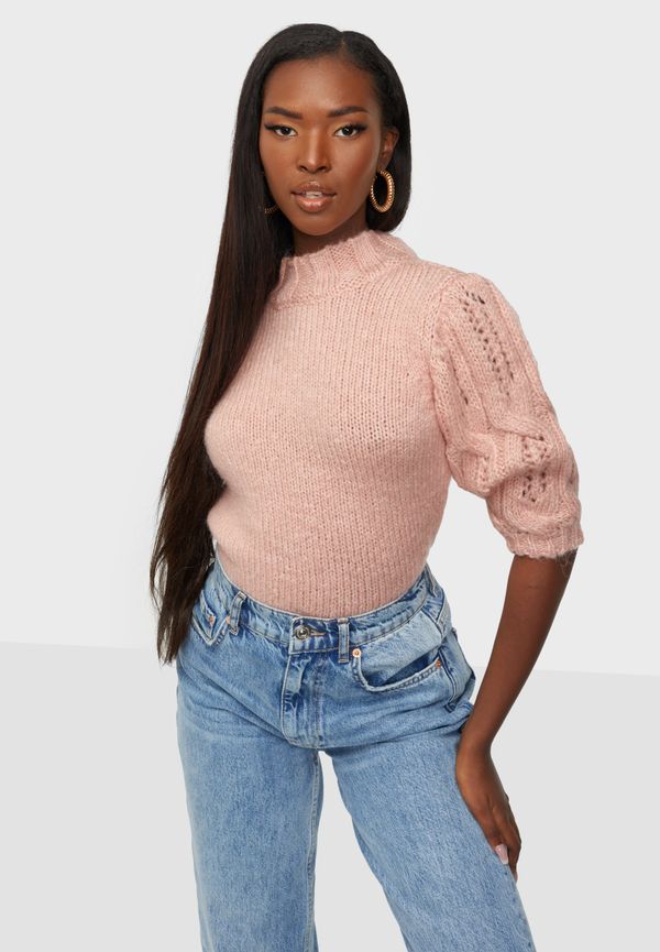 Only - Stickade tröjor - Silver Pink - Onlsussie Wool 3/4 Highneck Pullove - Tröjor - Knitted sweaters