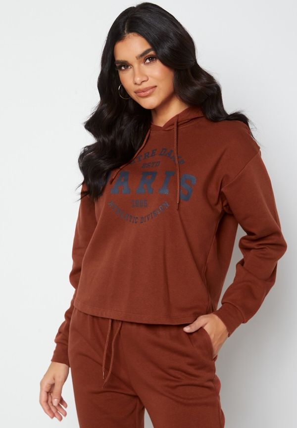 ONLY Comfy Life L/S Print Hood Roasted Russet Paris M