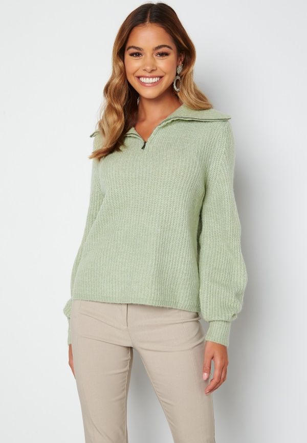 ONLY Karinna L/S Zip Pullover Frosty Green L