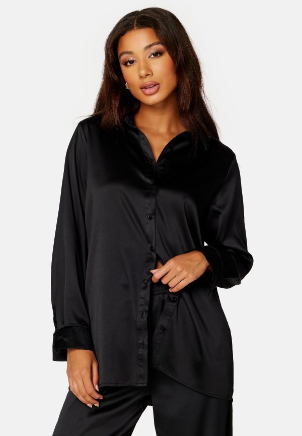 ONLY Victoria LS Loose Satin Shirt Black S