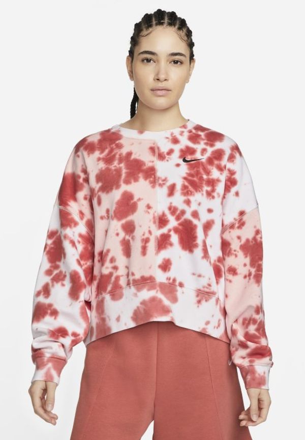 Oversized fleece-tröja Nike Sportswear med tie-dye och rund hals för kvinnor - Rosa