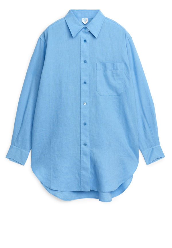 Oversized Linen Shirt - Blue