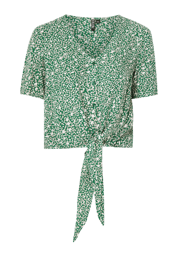 pieces - Blus pcNya SS Crop Tie Top - Grön