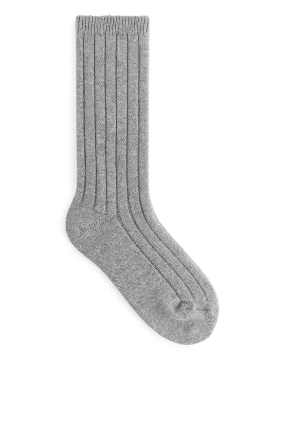 Recycled Cashmere Blend Socks - Grey