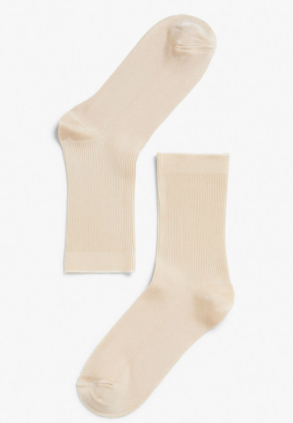 Ribbed luxe socks - Beige