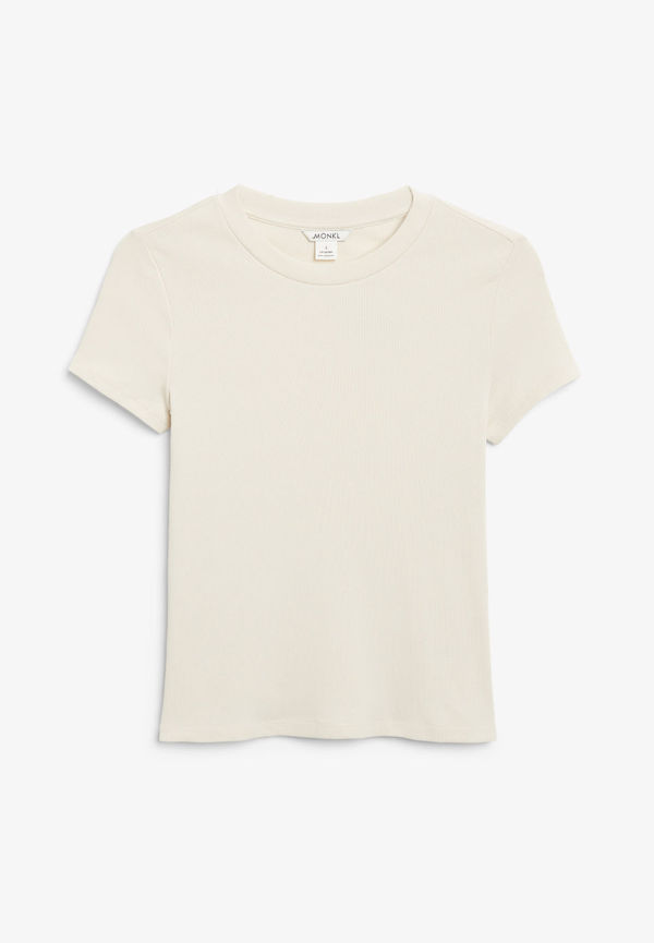 Ribbed t-shirt - Beige