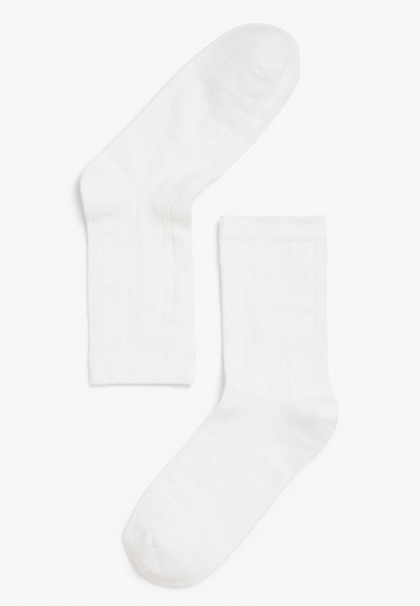 Ribbed tube socks - White