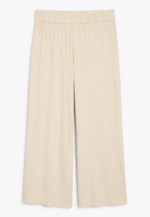 Ribbed wide leg trousers - Beige