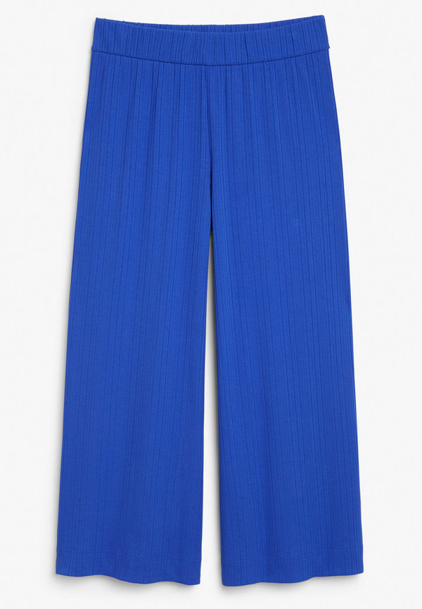 Ribbed wide leg trousers - Blue