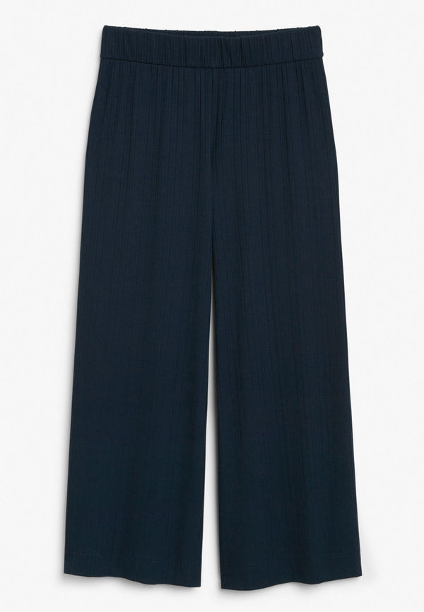 Ribbed wide leg trousers - Blue