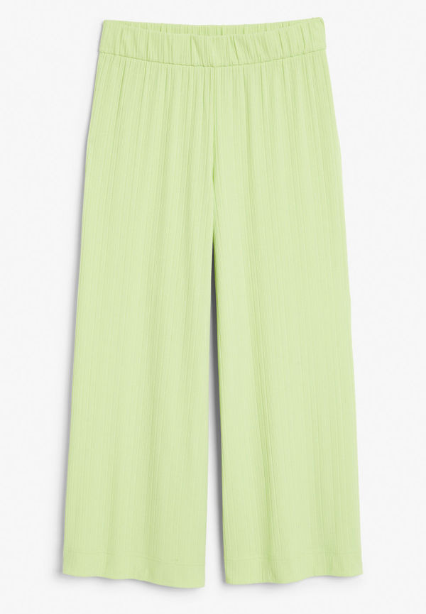 Ribbed wide leg trousers - Green