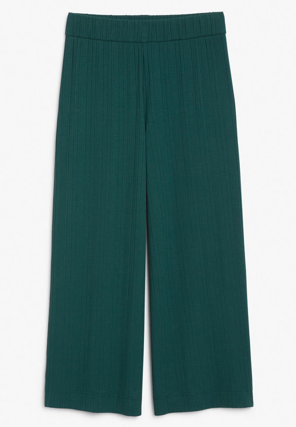 Ribbed wide leg trousers - Green