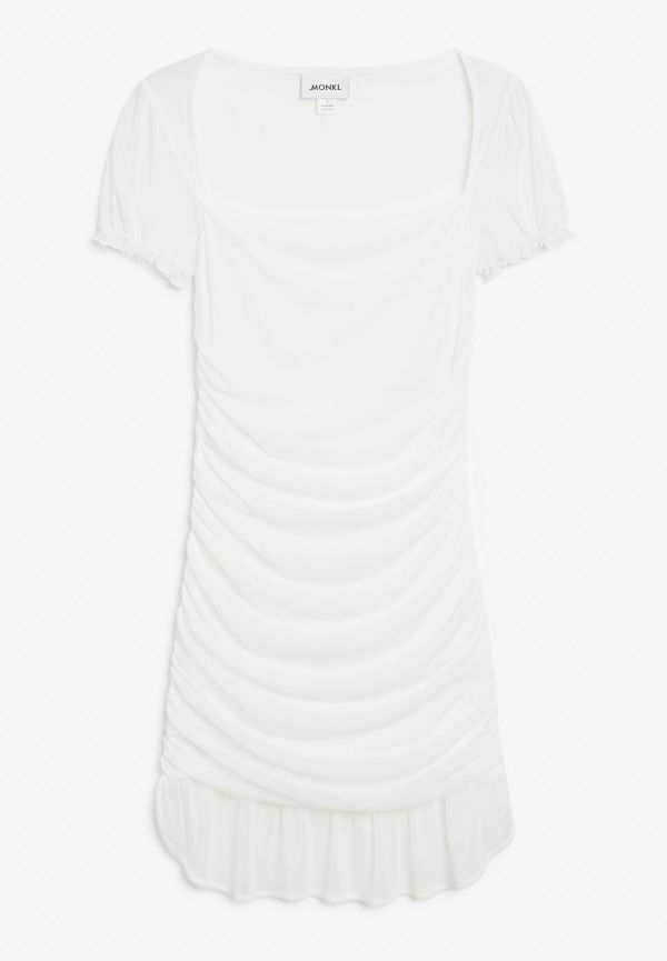 Ruched mini dress - White