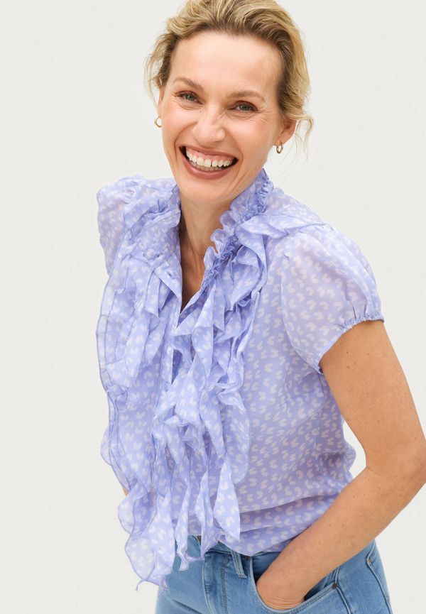 Saint Tropez - Volangblus LillySZ SS Shirt - Blå