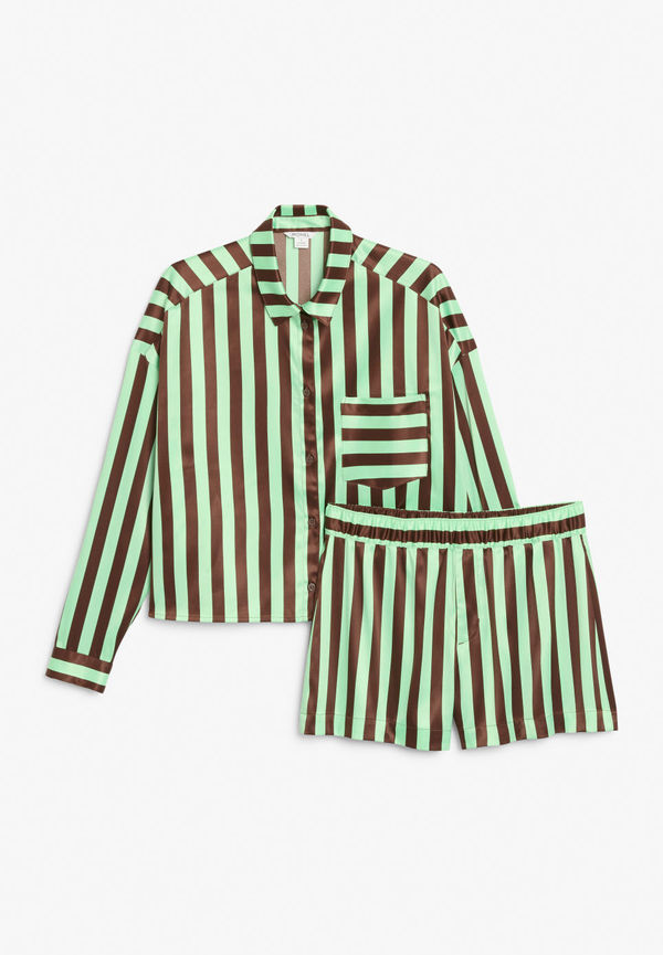 Satin pyjama set - Brown