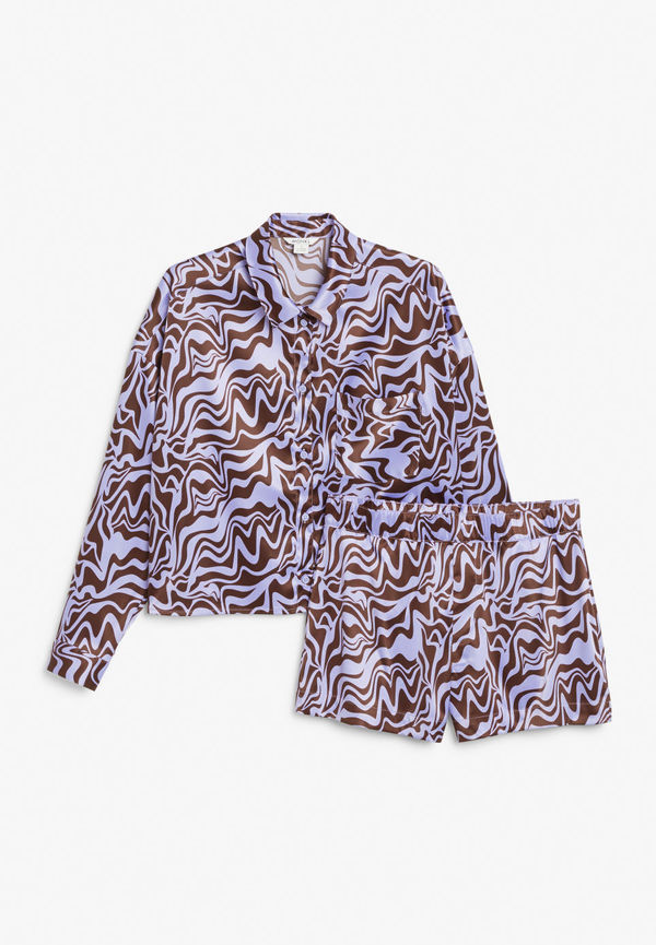 Satin pyjama set - Purple