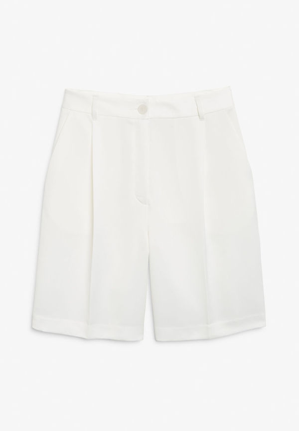 Satin tailored shorts - White