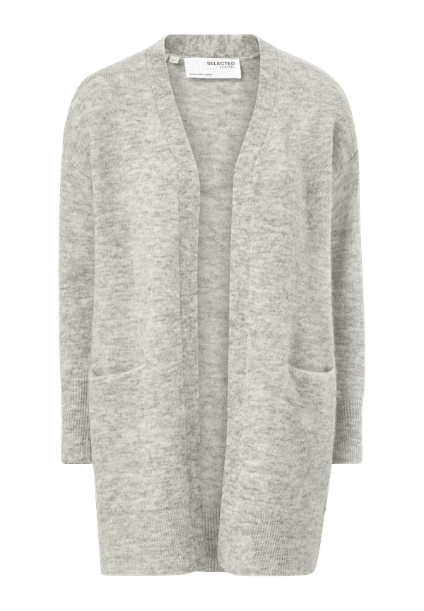 Selected FEMME - Cardigan slfLulu New LS Knit Long Cardigan - Grå