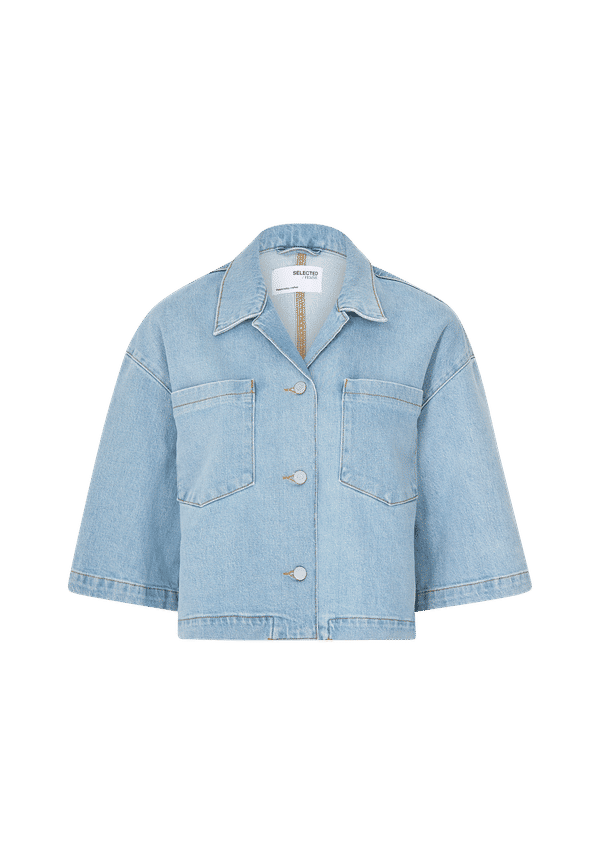 Selected FEMME - Jeansskjorta slfKati Sky Blue 3/4 Boxy Denim Shirt - Blå