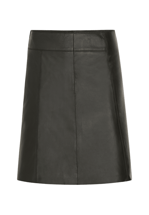 Selected FEMME - Skinnkjol slfNew Ibi MW Leather Skirt - Svart