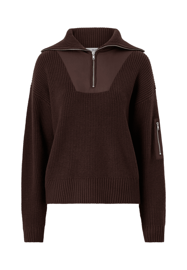 Selected FEMME - Tröja slfEvelyn LS Knit W - Brun