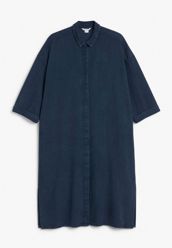Short-sleeved shirt dress - Blue